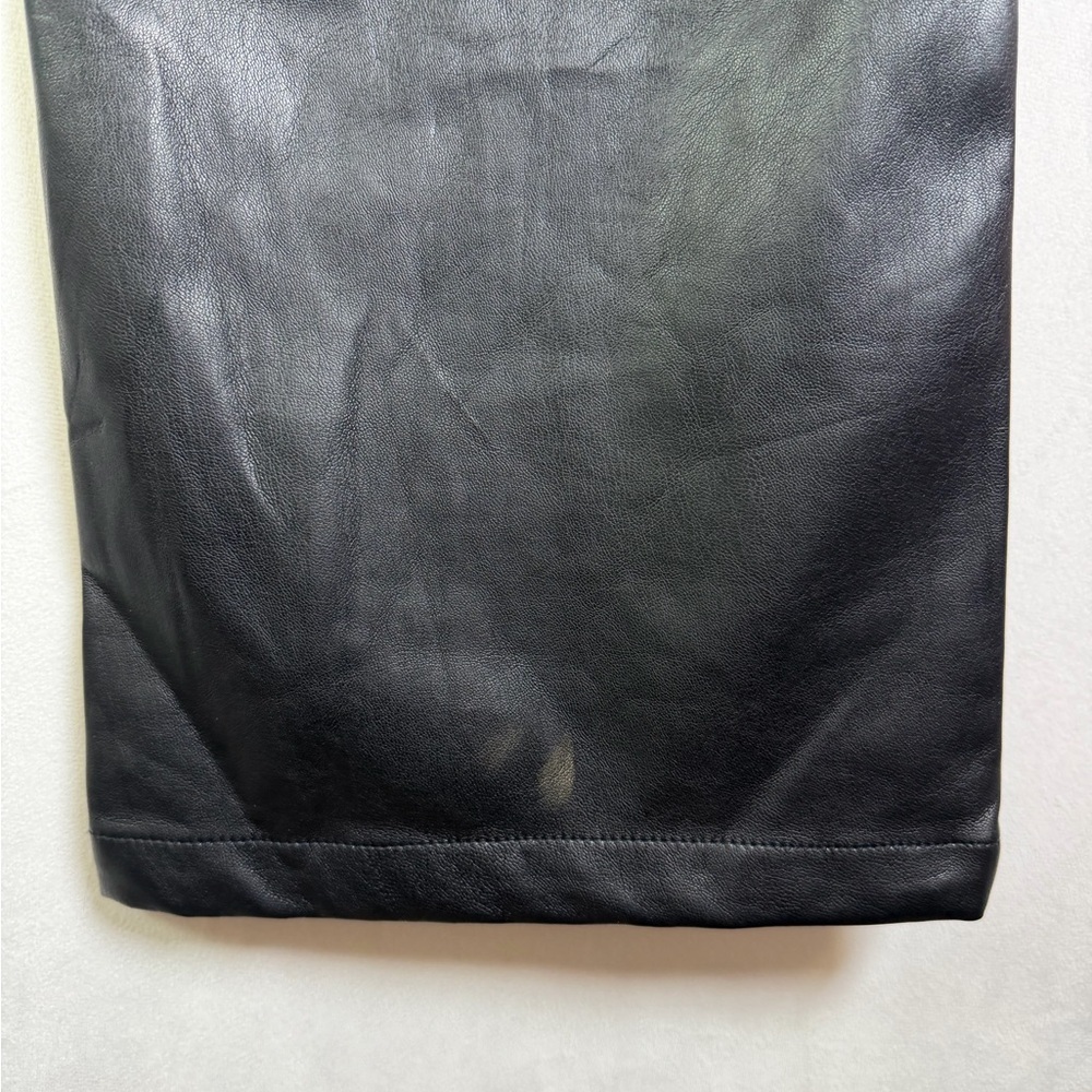 THE KRIPT Women’s Black Faux Leather Straight Leg Pants Y2K Moto Minimalist Sz M - Picture 8 of 10